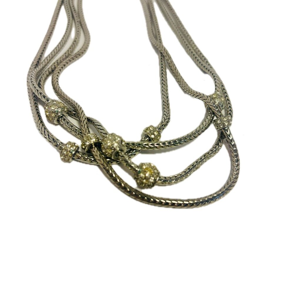 Bundle 3 Chico’s Silver/Crystal Statement Necklac… - image 2